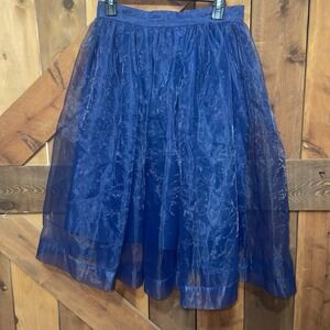 NWT Flirty Double Layer Mesh CHICWISH Blue Midi Tule Skirt Sz M